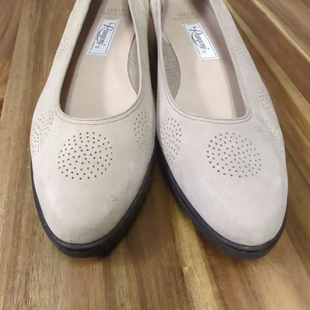 RANGONI Isela Handcrafted in Italy Women`s Taupe Soft‎ Suede Leather Flats 9 AA